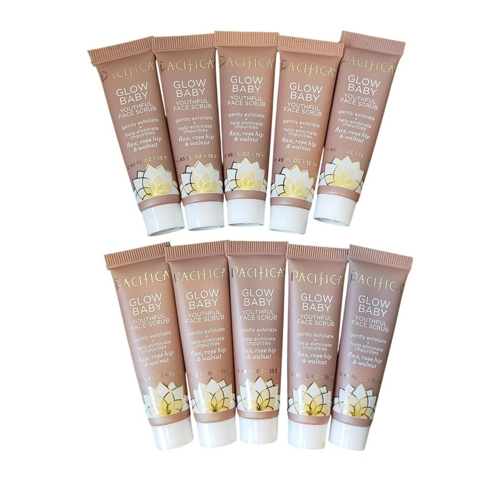 NEW Lot of 10 Pacifica Glow Baby Youthful Face Scrub TRAVEL SIZE .45 fl oz